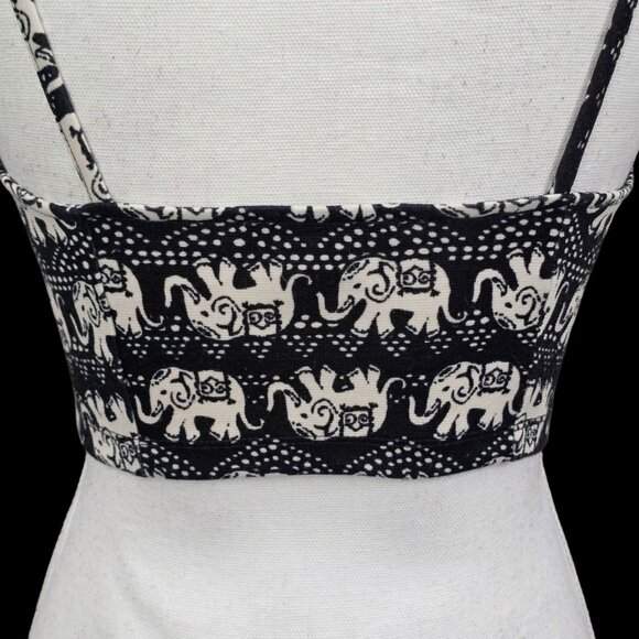 Forever 21 Elephant Print Cami Top | Cropped Adjustable Boho Travel Vibes S - Picture 5 of 8